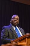 Frank Anderson, associate professor of ministry and missions, speaks in chapel about the importance of heaven being our final goal and destination, not this temporary world. - Photo by Zac Calvert