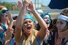 Morgan Smith, junior nursing major, cheers on her Zeta Tau Alpha sisters during Greek Olympics. - Photo by Zac Calvert