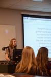 Megan Bailey, senior intercultural studies major, presents her capstone on the difficulties of being a second-generation immigrant during the Ninth Annual Scholarship Symposium.

 - Photo by Zac Calvert