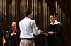 Barbara McMillin, associate provost and dean of instruction, awards Matthew Parker, senior business administration major, the Who's Who award for business administration during the annual Awards Day chapel service. - Photo by Jacob Moore