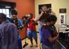 Students suit up for a game of laser tag in the Bowld Commons during May Day. - Photo by Jacob Moore