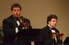 Cedric Townsend and Doug May, freshman music majors, perform with the Handbell Choir at Luther Hall. - Photo by Jacob Moore