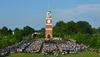 A large crowd of friends and family gather with graduates for spring graduation. - Photo by Morris Abernathy