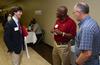 Alex Wainscott, sophomore engineering major, talks with engineering professionals at the Engineering Expo.  - Photo by Jacob Moore