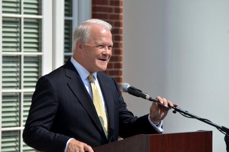 Frank Page, president of the executive committee of the SBC, gives the benediction at the dedication of the Hendersonville facility.