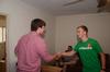 Mitch Stockdale, freshman management major, meets his LifeGroup leader Matt, sophomore mechanical engineering major, during new student move-in day. - Photo by Zac Calvert