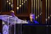 Travis Cottrell, worship pastor at Englewood Baptist Church, leads music  for new students and their families during a chapel service after new student move-in. - Photo by Jacob Moore