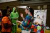 Sierra Owens-Hughes (right), sophomore intercultural studies major,  chats and laughs with Jeanine Memba, freshman nursing major, during the LifeGroup Fair. - Photo by Anne Richoux