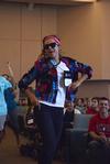 Chelsea Meiss, sophomore intercultural studies major, dances with the rest of the resident advisors during Focus week.
 - Photo by Zac Calvert