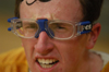 Freshman David Roach puts on his game face during an intramural basketball game. - Photo by Jonathan Blair