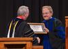 David S. Dockery, president of the university, is joined by Jimmy H. Davis newly installed as the Hammons Chair of Pre-Medical Studies. - Photo by Morris Abernathy