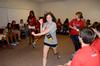 Hannah Strickland, senior Focus Leader, plays the icebreaker game "Never Have I Ever" with her Focus group.  - Photo by Ebbie Davis