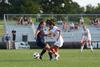 Lady Bulldog Sara Johnson drives past Alexis Baez of Missouri Baptist University during a home soccer game. - Photo by Jacob Moore