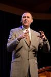 David Landrith, pastor of Long Hollow Baptist Church in Hendersonville, challenges students to be committed to their faith regardless of the cost.  - Photo by Anne Richoux