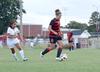 Whitney Kramer dribbles across field to get a better shot at the goal. The Lady Bulldogs came out strong to defeat Belhaven University with a score of 1-0. - Photo by Ebbie Davis
