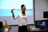 Reneé Jones, associate director of the Vocatio Center for Life Calling and Career, talks with students about different resources the Vocatio Center offers.  - Photo by Anne Richoux
