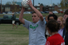Onion Wayne Campbell throws in a ball from the sidelines during an intramural soccer game. - Photo by Jonathan Blair