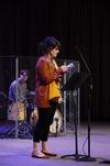Keely Hart, director of discipleship, reads scripture as part of the final chapel during Faith in Practice week.  - Photo by Anne Richoux