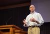 Larry York, pastor of Crossroads Baptist Church in Woodlands, Texas, speaks during chapel. - Photo by Jacob Moore