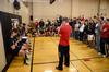 11/1/12 - Male participants compete to see who can wall sit the longest during the final round of Union's Most Fit. - Jacob Moore