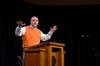 Todd Brady, vice president for church relations, speaks in chapel about the difference between hearing about God and hearing from God.  - Photo by Anne Richoux