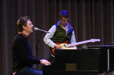 Travis Cottrell, worship pastor at Englewood Baptist Church, plays the piano during an all music chapel service 