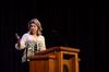 Cherie Harder, president of the Trinity Forum, speaks in chapel. - Photo by Anne Richoux