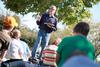 Paul Jackson, professor of Biblical studies, teaches class outdoors on a nice day.  - Photo by Kristi McMurry