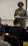Jacqueline Taylor, director of the Vocatio Center for Life Calling and Career, presents during a PEWS MBTI seminar for students. - Photo by Olivia Wallace