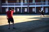 Students enjoy a warmer winter day by playing with a Frisbee in the Ayers quad. - Photo by Olivia Wallace