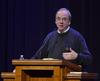 David S. Dockery, president of the university, closes the Fifth Year Remembrance chapel with a short message.  - Photo by Morris Abernathy