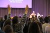 Students and employees are led in worship by the chapel band. - Photo by Matt McDaniel