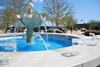 A student's 3D art project is displayed at the fountain outside of the  Penick Academic Complex.  - Photo by Anne Richoux