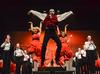 Claudia Velasco, senior accounting major, heads up a leap during Zeta Tau Alpha's performance at the 16th annual Variety Show. - Photo by Jacob Moore
