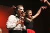 Cassidy Sheppard, freshman, throws the the Zeta crown with her fingers during the Zeta Tau Alpha performance at the 16th annual Variety Show. - Photo by Matt McDaniel