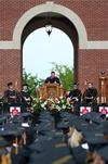 Russell Moore, president of the Ethics and Religious Liberty Commission of the Southern Baptist Convention, gives the commencement address at Spring Graduation. - Photo by Jacob Moore