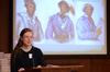 Patricia Dawson, senior history major, presents on "The Weapon of Dress: Identity, Acculturation and the Transition of Cherokee Clothing, 1794-1838" during the 10th annual Scholarship Symposium. - Photo by Jacob Moore