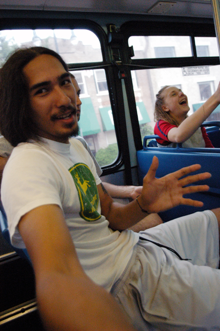 Junior William Gibbs takes the Jackson city bus to the mall to retrieve the next route marker in the Watters Amazing Race.
