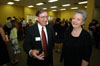 Dean of the College of Education and Human Studies Tom Rosebrough chats with Ed.D. graduate Debbie Joy at the graduate reception. - Photo by Morris Abernathy