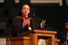 Dr. David S. Dockery welcomes family and friends of Union graduates gathered at West Jackson Baptist Church for commencement services on Saturday, Aug. 7, 2004. - Photo by Morris Abernathy