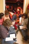 Union Students who packed the Chi Omega house were challenged by the words of Voddie Baucham during his three-day stay at Union. - Photo by Justin Veneman