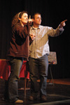 Juniors Ashley Mitchell and Josh Hussung performed in <i>Sure Thing</i> under the direction of Jennifer Downing during the student-directed one acts.  - Photo by Jim Veneman