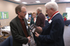 A Union alumnus spoke with Jimmy Davis about his books on science and faith during Homecoming 2004. - Photo by Jim Veneman