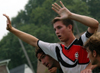 Sophomore Captain Duncan Nicol tries to separate himself from two Belhaven players. - Photo by Jonathan Blair
