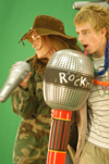 Brother/sister duo junior Michelle and freshmen Matt Pierce make a music video with friends during Fall Fest '04. - Photo by Jonathan Blair