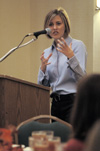 Kristin Wicker, university alumnae, encourages women of Union to take a stand on biblical issues that are affecting spiritual growth and ways on finding true beauty during a Leading U conference. - Photo by Lindsay Stavish