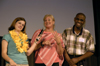 Sophomore Lindsey Abell interviews parents during a skit in All-Sing 2004. - Photo by Kathleen Murray