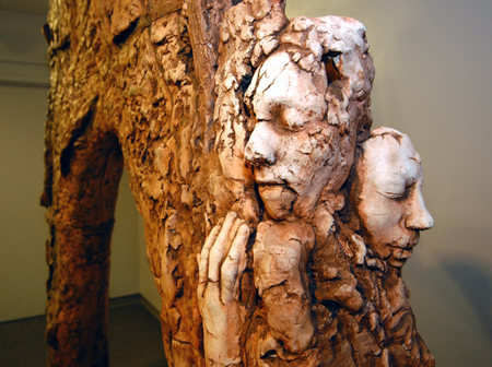 Union art department faculty members displayed their work in the Union University Art Gallery during the month of November.  This is a detail of a clay piece by Lee Benson called "The Two Witnesses."