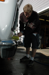 Junior youth ministry major Josh Hutcheson washes a van at Birth Choice during Day of Remembrance. - Photo by Amanda Herron