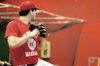 Sophomore Charlie Ligon, learning foundations
major, throws an off-speed pitch during a recent early practice. - Photo by Lindsay Stavish